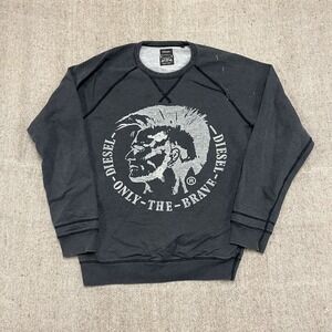 DIESEL only the brave sweatshirt mens medium black rock Washed Big Logo ORESTES